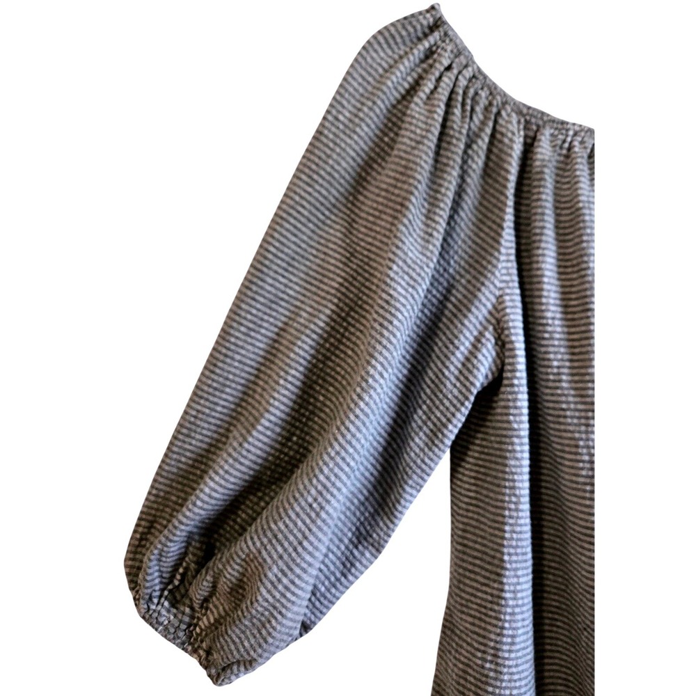 Holding Horses Anthropologie Grey Striped Off Shoulder Balloon Sleeve Blouse M - Picture 3 of 8